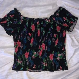 black tight off the shoulder top